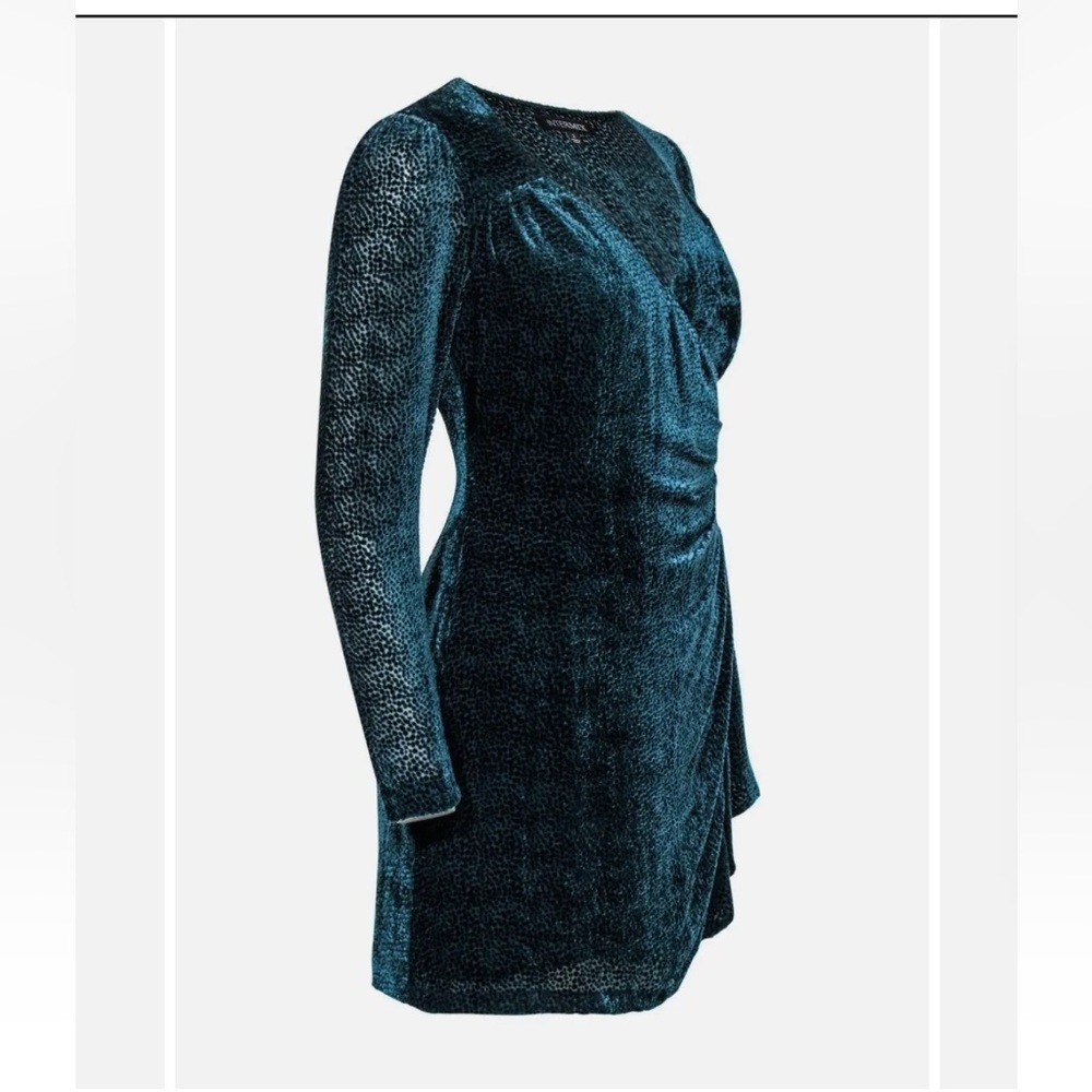 INTERMIX Velvet Emerald Green Mini Draped Dress Women’s Size 6.